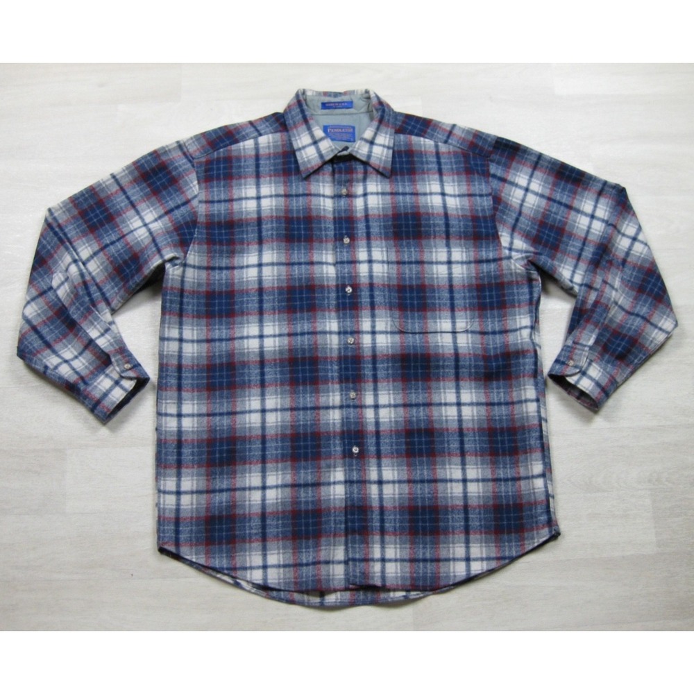 Pendleton Wool Flannel Shirt Men's (L) Tartan Plaid USA Made Cabincore